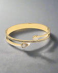 Vergoldet 18K Armband mit einer Reihe kleine Strasssteine - König Jewelry