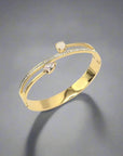 Vergoldet 18K Armband mit einer Reihe kleine Strasssteine - König Jewelry