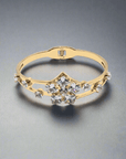 Vergoldet Eleganter Goldring mit funkelnden Zirkonia-Steinen - König Jewelry