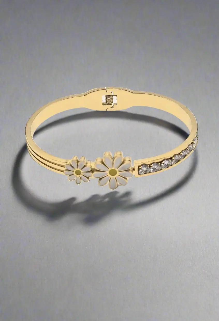 Vergoldet 18K Rosenarmband mit kleinem Steinstreifen - König Jewelry