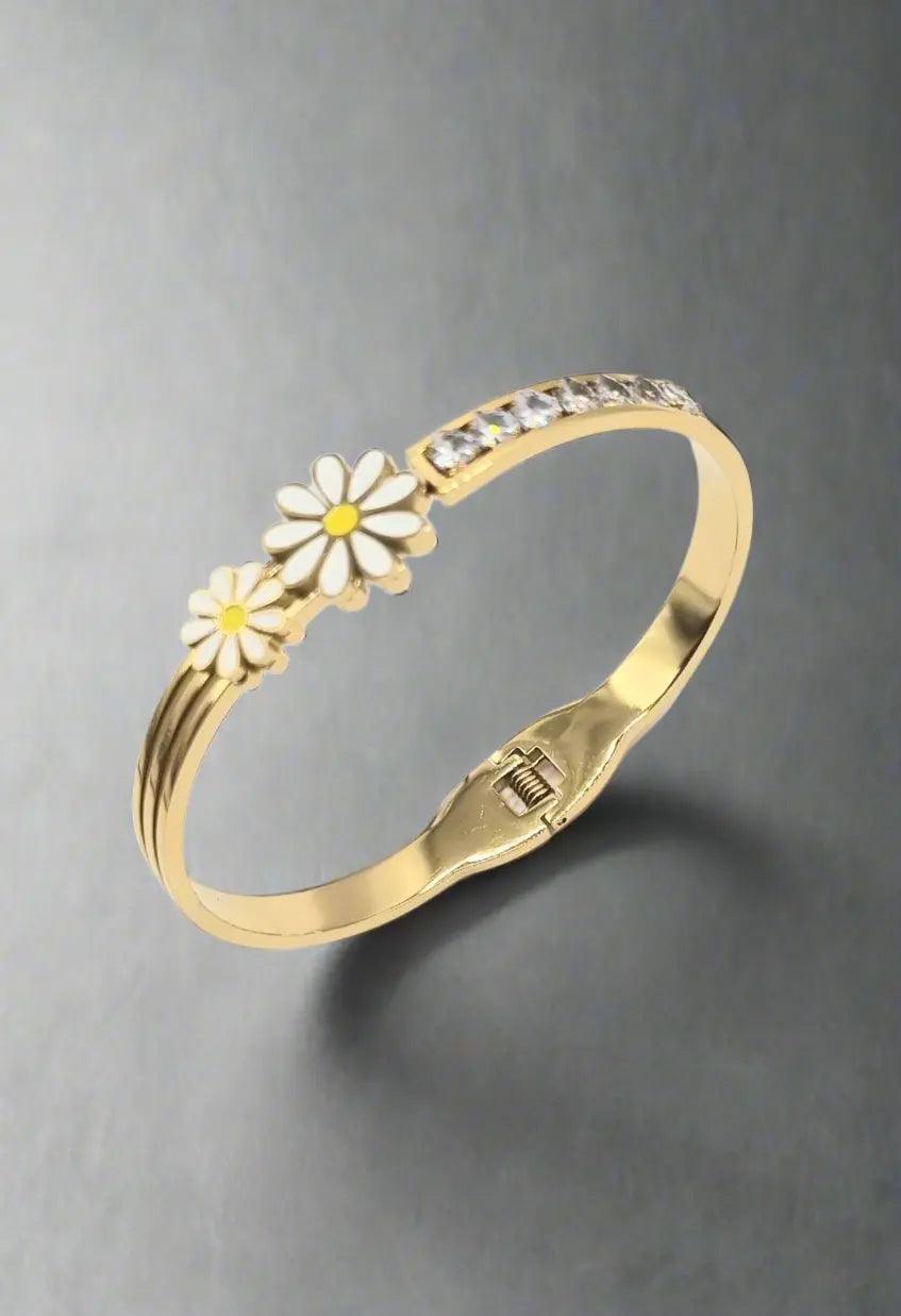 Vergoldet 18K Rosenarmband mit kleinem Steinstreifen - König Jewelry