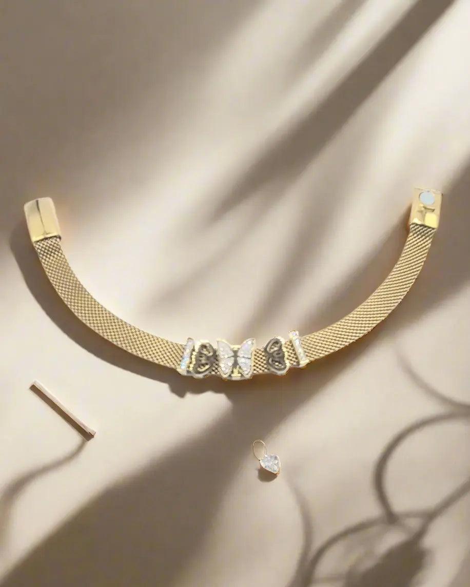 Armband mit Schmetterling, vergoldet 18K mit kleinem Stein - König Jewelry
