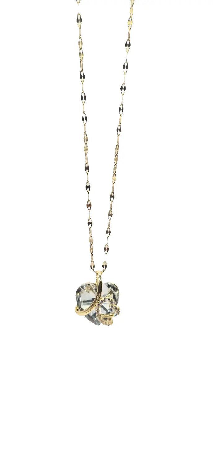 Elegante Halskette mit funkelndem Kleeblatt-Anhänger - König Jewelry