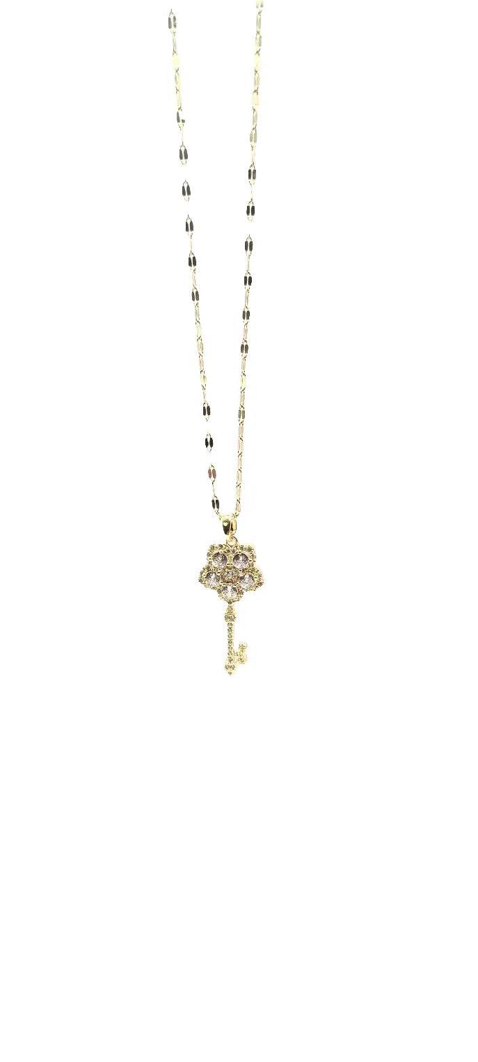 Elegante Halskette mit Schlüssel-Anhänger – Symbol für Glück - König Jewelry