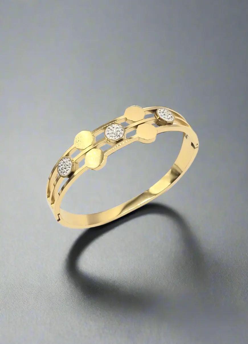Vergoldet 18K Armband mit zwei parallel verlaufende streifen - König Jewelry