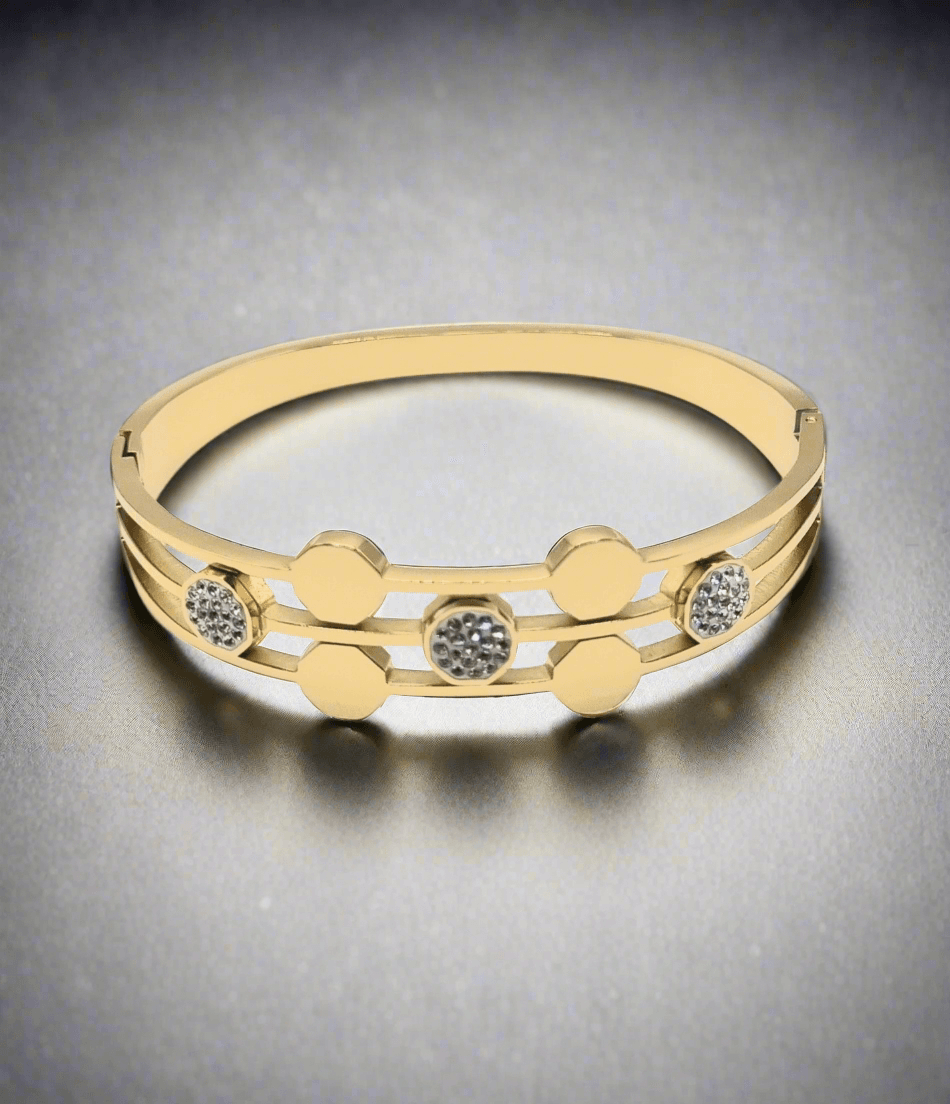 Vergoldet 18K Armband mit zwei parallel verlaufende streifen - König Jewelry