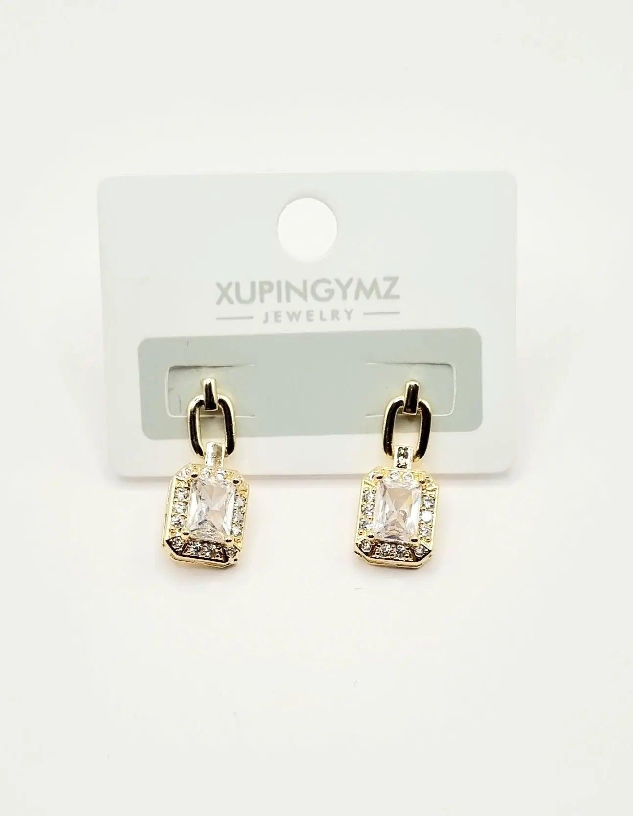 Vergoldet 18K Goldene Hängeohrringe mit funkelndem Zirkonia - König Jewelry