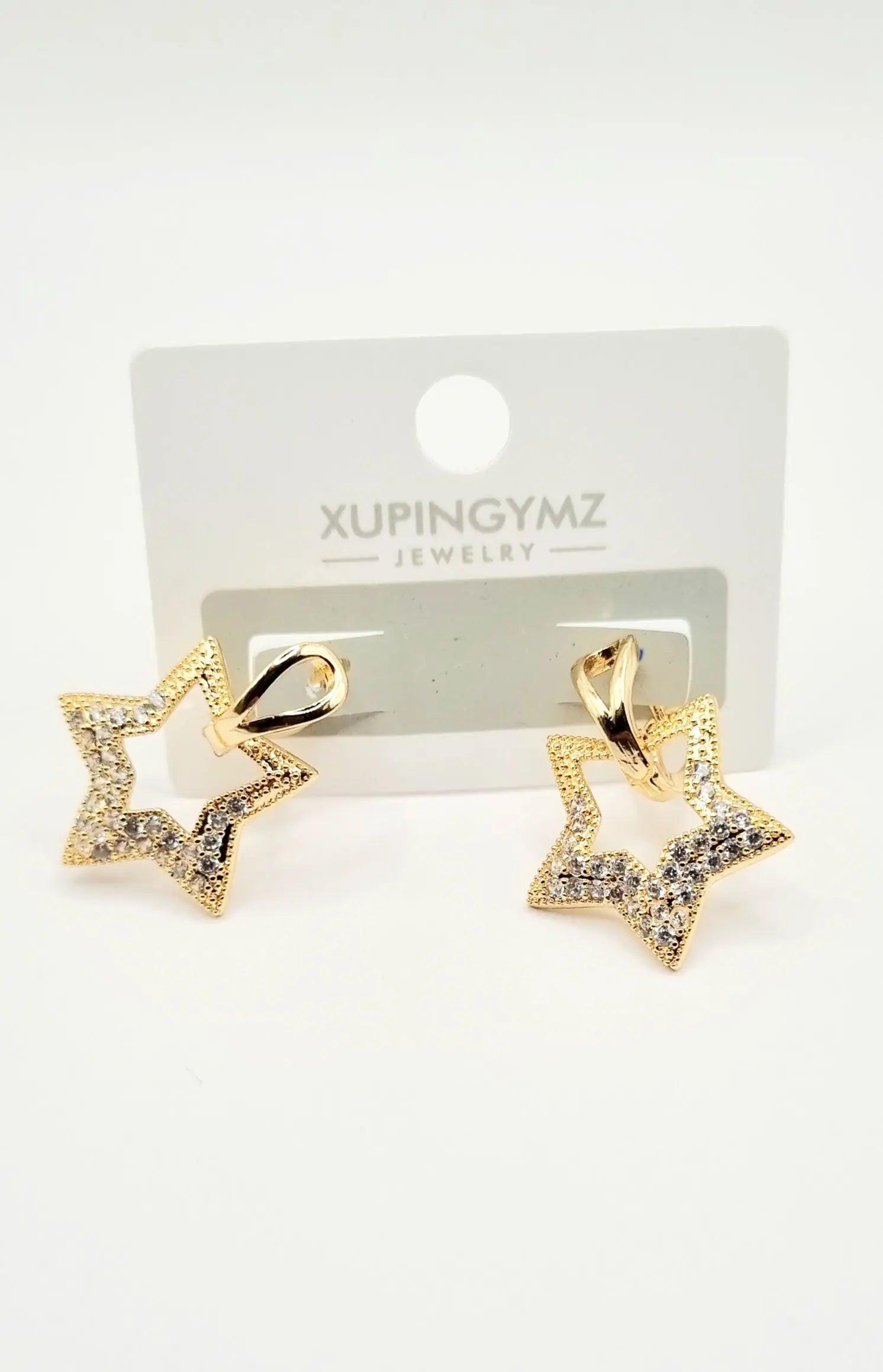 Vergoldet 18K Goldene Schleifen-Ohrringe mit zirkonia - König Jewelry