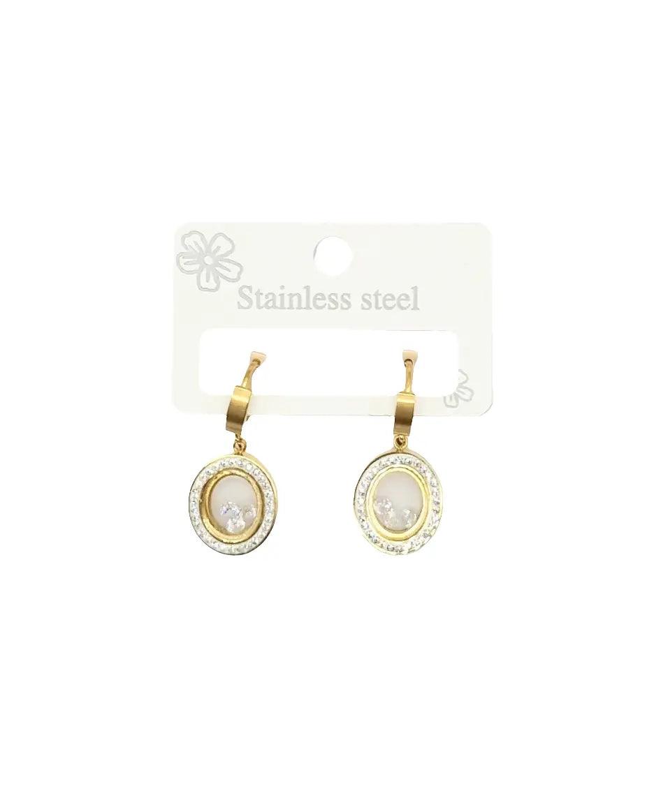 Vergoldet 18K Luxuriöse Edelstahl-Ohrringe mit funkelnden Zirkonia - König Jewelry