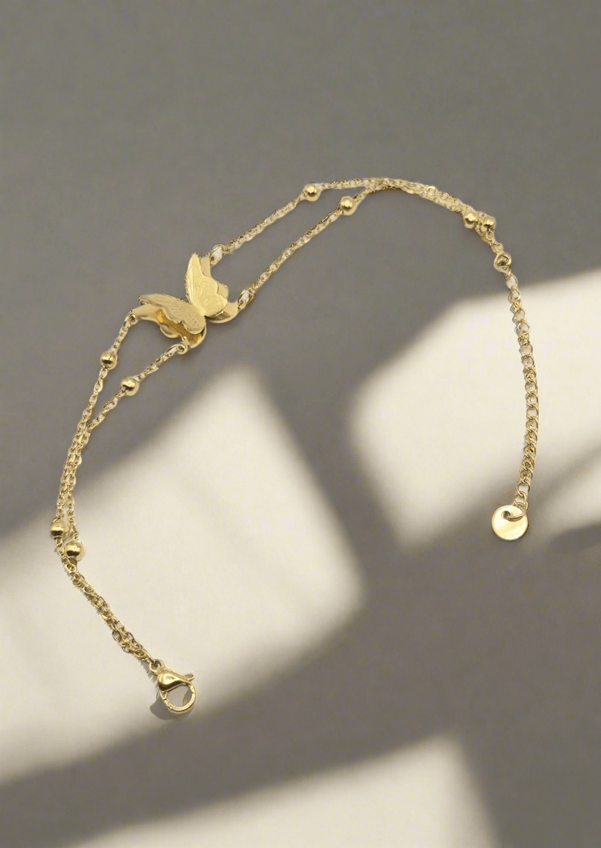 Vergoldete 18K Armband mit Schmetterlingsanhänger - König Jewelry