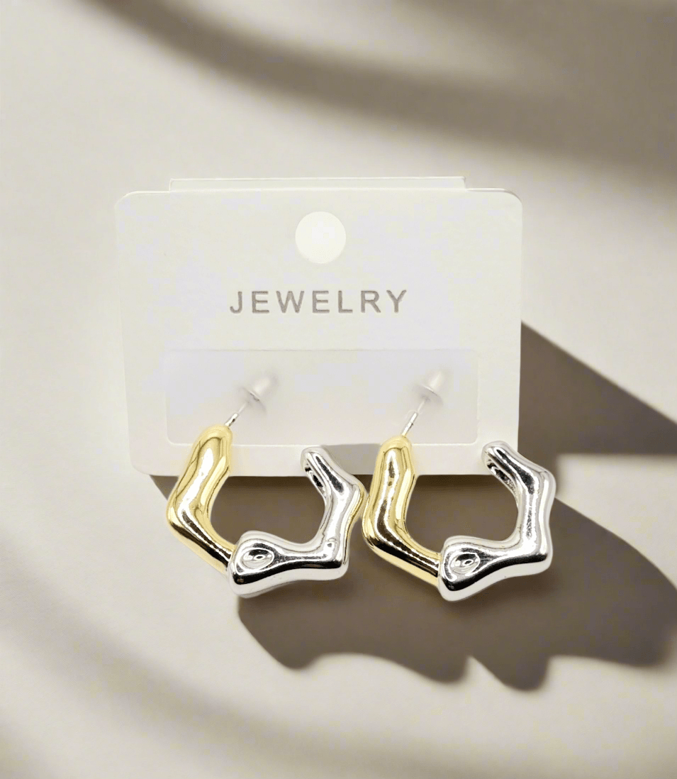 Zweifarbige Statement-Ohrringe – Gold & Silber - König Jewelry