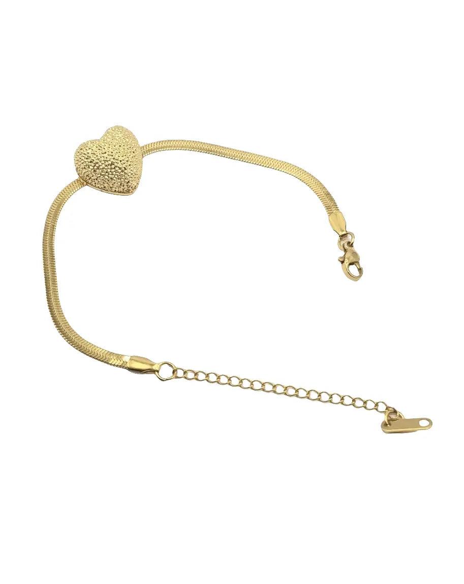 Vergoldet 18K Goldenes Armband mit Herzanhänger – Romantisch & Elegant - König Jewelry